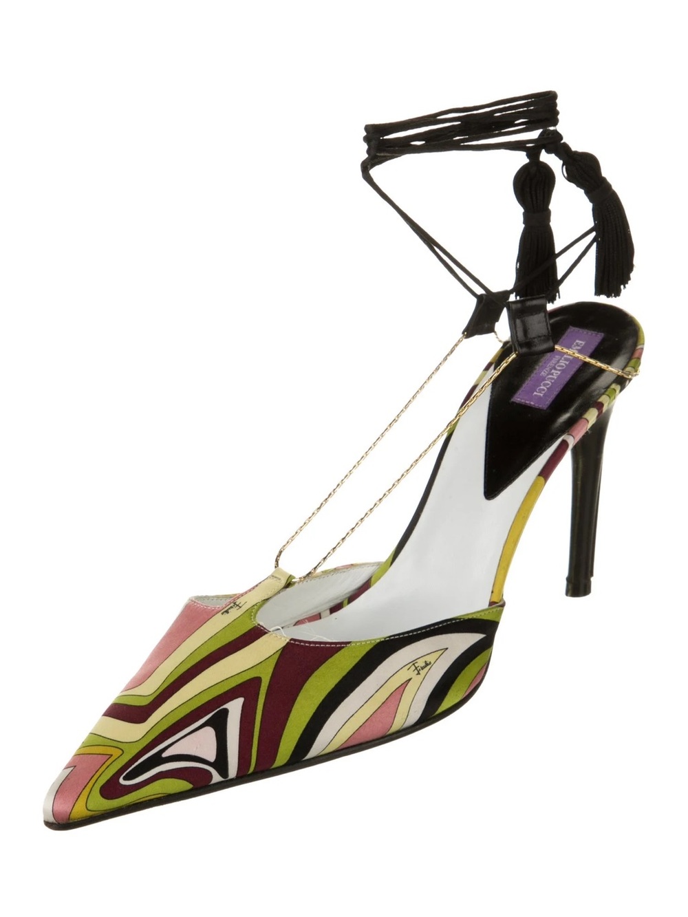 Women's Emilio Pucci Multicolor Pointed Toe Ankle-Tie Stiletto Pump